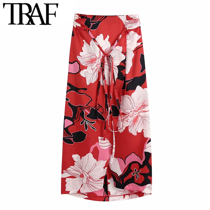 TRAF Women Fashion With Thin Belt Floral Print Front Vent Midi Skirt Vintage High Waist Back Zipper Female Skirts Mujer
TRAF Women Fashion With Thin Belt Floral Print Front Vent Midi Skirt Vintage High Waist Back Zipper Female Skirts Mujer