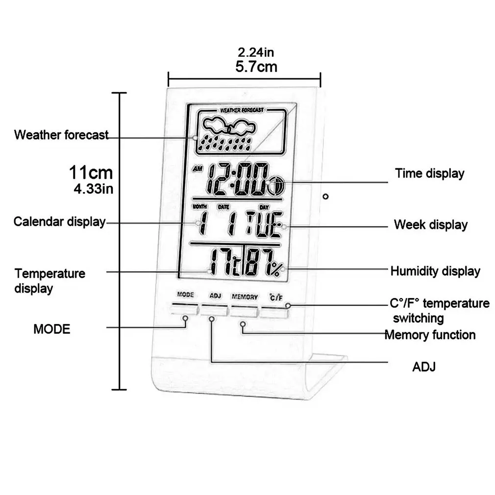 Thermometer Hygrometer Gauge Indicator Indoor/Outdoor Weather Station Automatic Electronic Temperature Humidity Monitor Clock
Thermometer Hygrometer Gauge Indicator Indoor/Outdoor Weather Station Automatic Electronic Temperature Humidity Monitor Clock