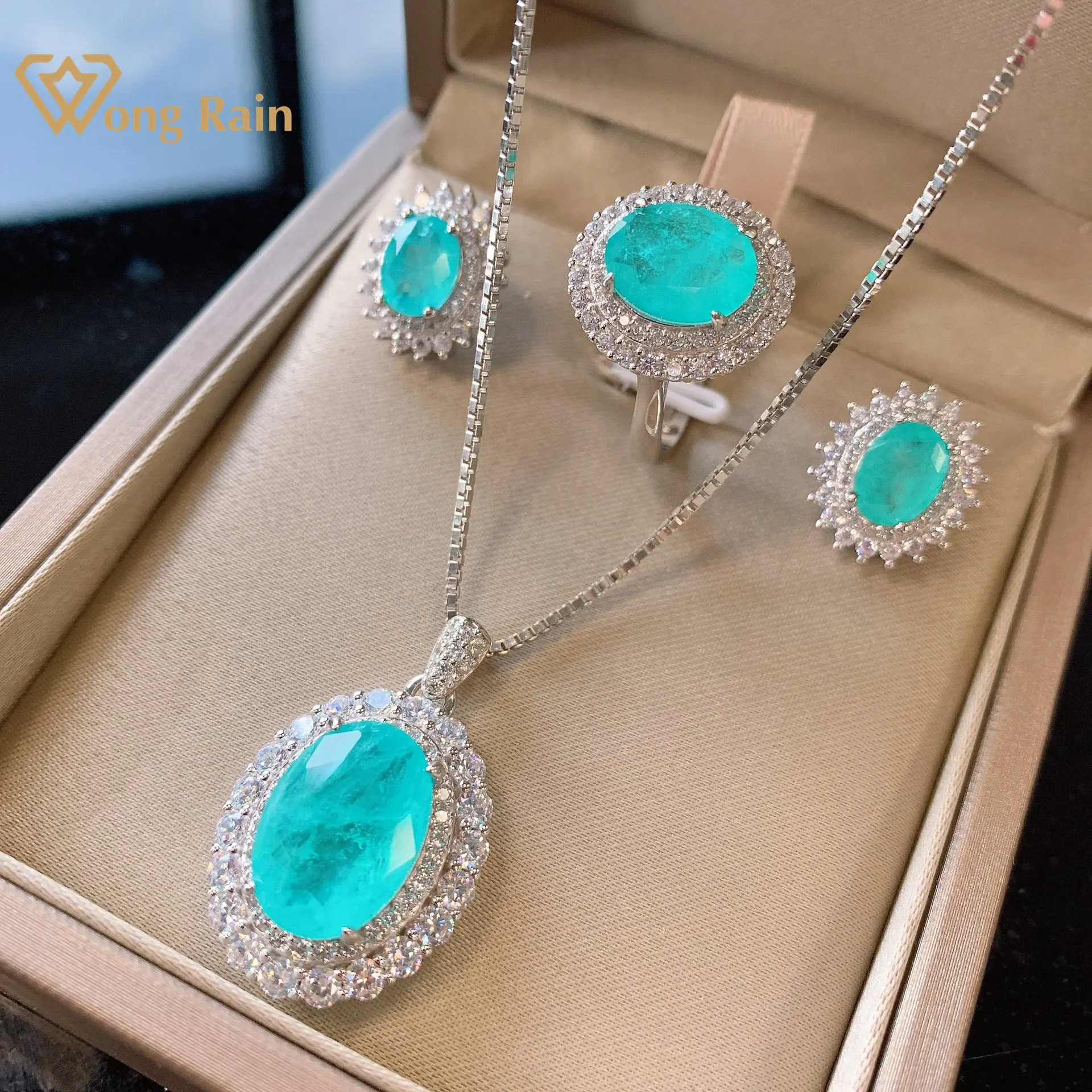 Wong Rain Vintage 925 Sterling Silver Paraiba Tourmaline Gemstone Pendant/Necklace/Earrings/Rings Cocktail Jewelry Set Wholesale
Wong Rain Vintage 925 Sterling Silver Paraiba Tourmaline Gemstone Pendant/Necklace/Earrings/Rings Cocktail Jewelry Set Wholesale