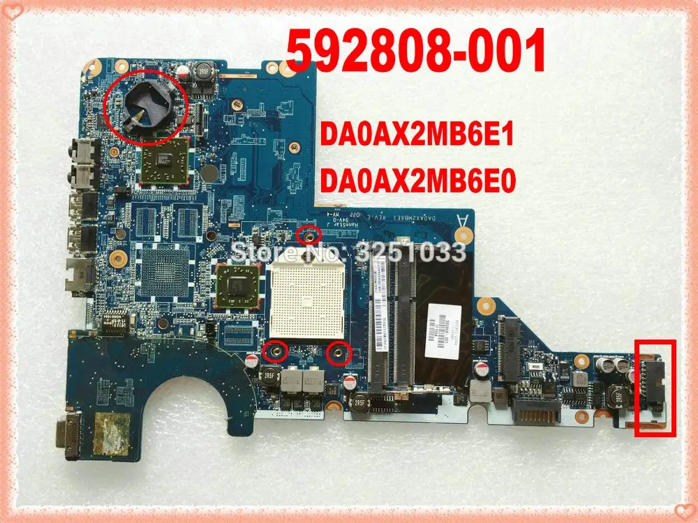 592808-001 For HP COMPAQ G62 CQ62 CQ42 G42 NOTEBOOK DAOAX2MB6F0 Laptop Motherboard DA0AX2MB6E1 DA0AX2MB6E0 CQ62-228DX CQ62-231NR
592808-001 For HP COMPAQ G62 CQ62 CQ42 G42 NOTEBOOK DAOAX2MB6F0 Laptop Motherboard DA0AX2MB6E1 DA0AX2MB6E0 CQ62-228DX CQ62-231NR