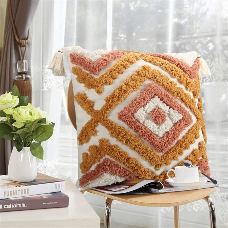 MLGB Boho Throw Pillow Covers Woven Tufted Decorative Pillow Covers with Tassels for Couch Sofa Bedroom 18x18 Inch
MLGB Boho Throw Pillow Covers Woven Tufted Decorative Pillow Covers with Tassels for Couch Sofa Bedroom 18x18 Inch