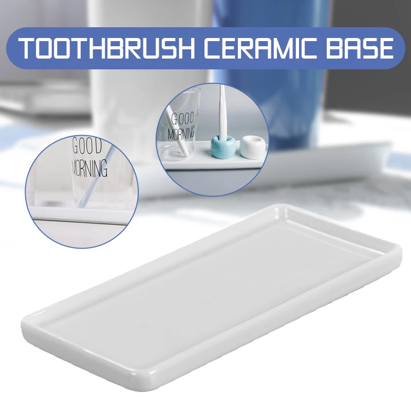 Creative Bathroom Toothbrush Ceramic Base White Porcelain Trays Rectangle Holder Stand Sanitary Storage Bathroom Accessories
Creative Bathroom Toothbrush Ceramic Base White Porcelain Trays Rectangle Holder Stand Sanitary Storage Bathroom Accessories