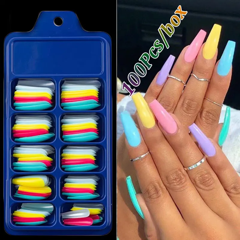100PCS Multi-size False Nail Set Solid Color Full Cover Ballerina Nails DIY ABS Mix Color Fake Nails Long Full Nail Tips Decor
100PCS Multi-size False Nail Set Solid Color Full Cover Ballerina Nails DIY ABS Mix Color Fake Nails Long Full Nail Tips Decor