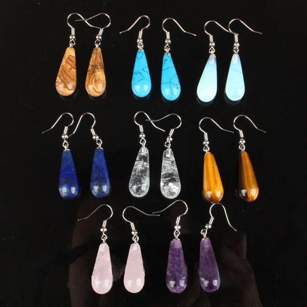 1Pair Option 29X10MM Water Drop Clear Quartz Lapis Lazuli Opal Tiger Eye Drop Stone Earrings
1Pair Option 29X10MM Water Drop Clear Quartz Lapis Lazuli Opal Tiger Eye Drop Stone Earrings