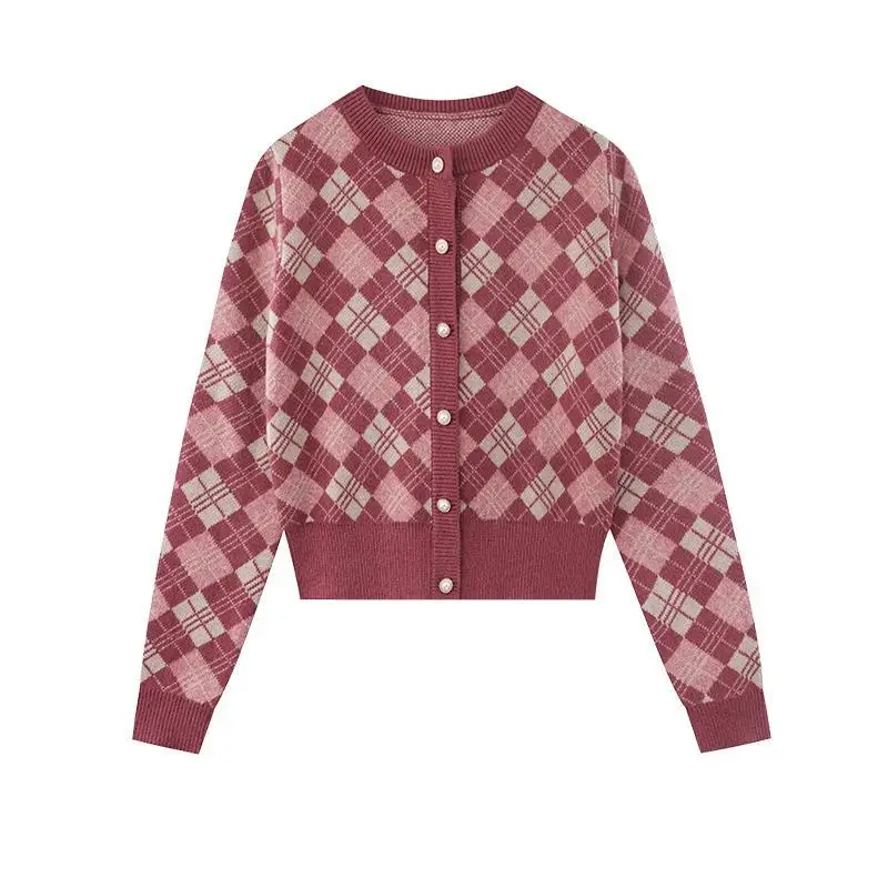 Vintage Women Plaid Pattern Cardigan Jumper 2021 Sprng Autumn Single Breasted Knitted Cardigan Korean Loose Short Coat
Vintage Women Plaid Pattern Cardigan Jumper 2021 Sprng Autumn Single Breasted Knitted Cardigan Korean Loose Short Coat