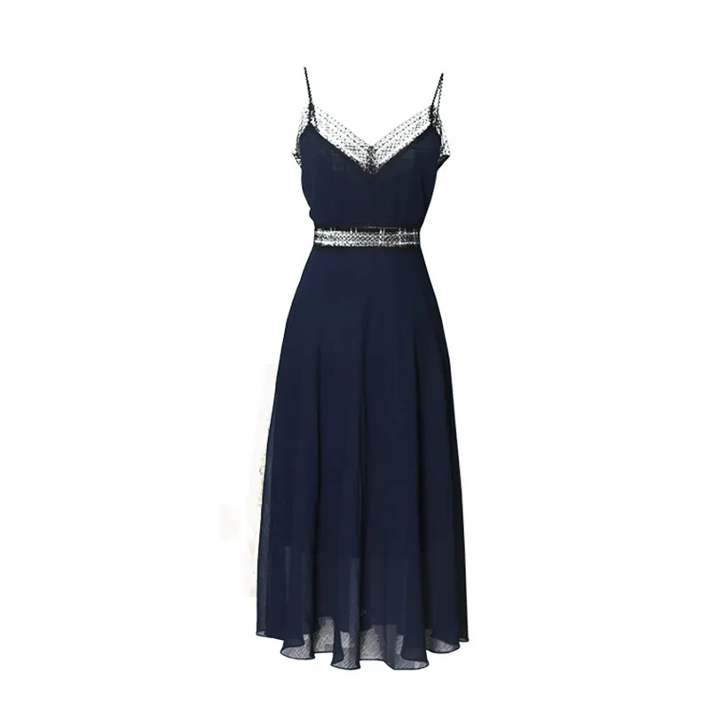 Frosty Wind Sling High Waist Over the Knee Length Little Black Dress Autumn Female New Chiffon Vacation V-neck A-line Skirt
Frosty Wind Sling High Waist Over the Knee Length Little Black Dress Autumn Female New Chiffon Vacation V-neck A-line Skirt