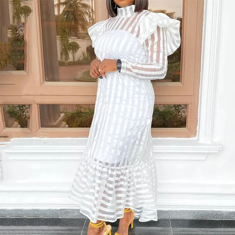 Elegant Women White Dress See Through Mesh Patchwork Striped Office Lady Fashion Classy Fall Winter Outfits Midi Dresses 2022
Elegant Women White Dress See Through Mesh Patchwork Striped Office Lady Fashion Classy Fall Winter Outfits Midi Dresses 2022