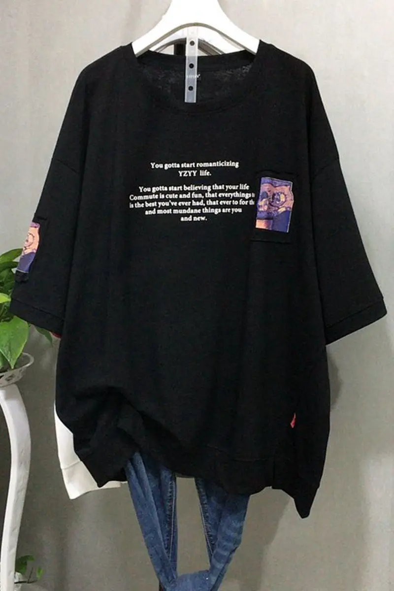 Summer Large Size Short Sleeve T-shirt Women's Loose Printed Letters Shirt Top Female Round Neck Loose Oversized T Shirt
Summer Large Size Short Sleeve T-shirt Women's Loose Printed Letters Shirt Top Female Round Neck Loose Oversized T Shirt