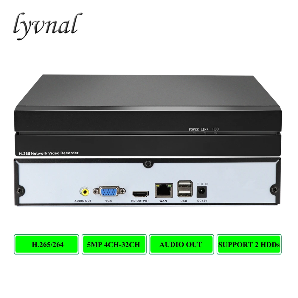 LYVNAL H.265/H.264 32ch NVR 4K 5mp 1080p сетевой P2P 32 канальный видеорегистратор 16ch 8ch 4ch DVR