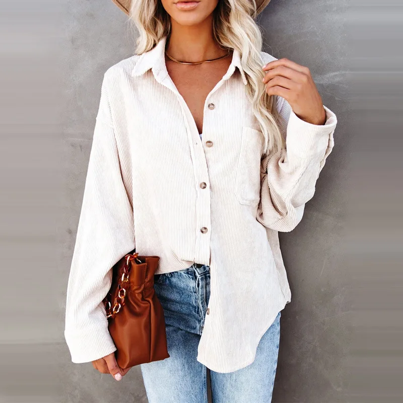 Fashion Women Oversized Corduroy solid color Long Sleeve Button long Shirt Jacket
Fashion Women Oversized Corduroy solid color Long Sleeve Button long Shirt Jacket