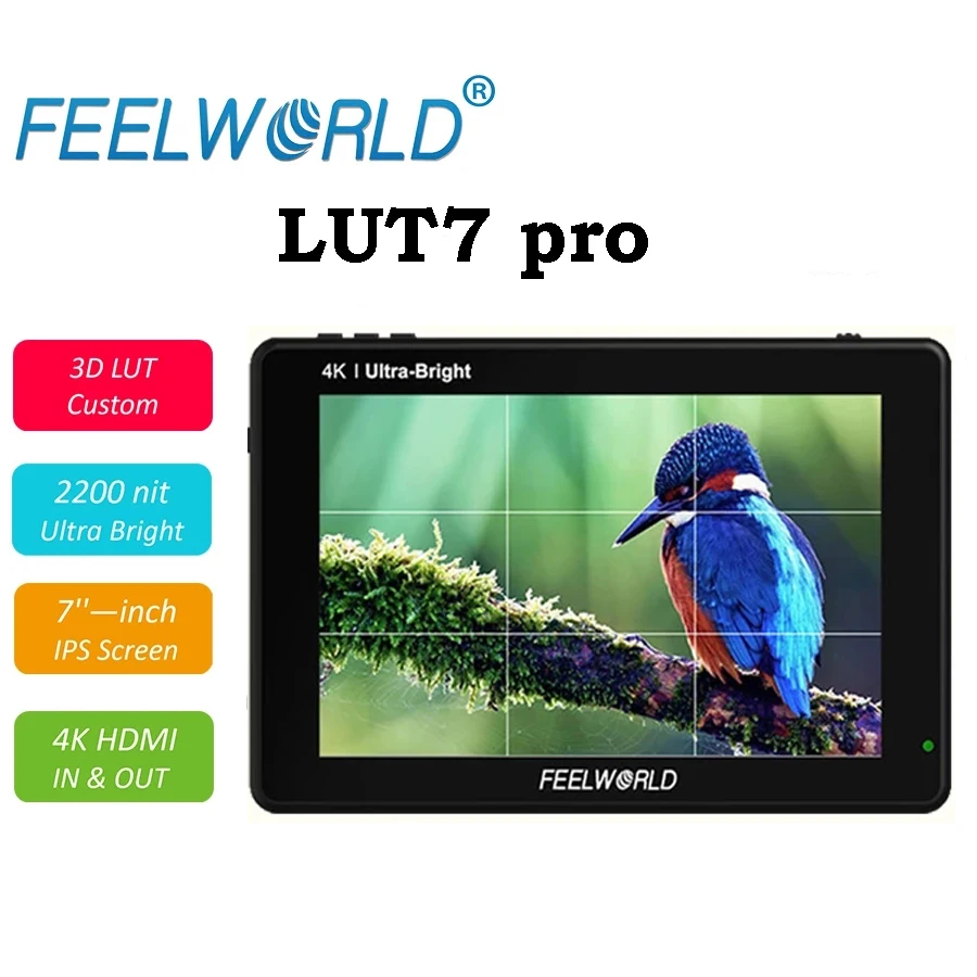 

FEELWORLD LUT7PRO LUT7 PRO 7 дюймов сенсорный экран Экран DSLR Камера полевой монитор 2200 нит 3D LUT 4K HDMI F970 внешний Мощность установки комплекта