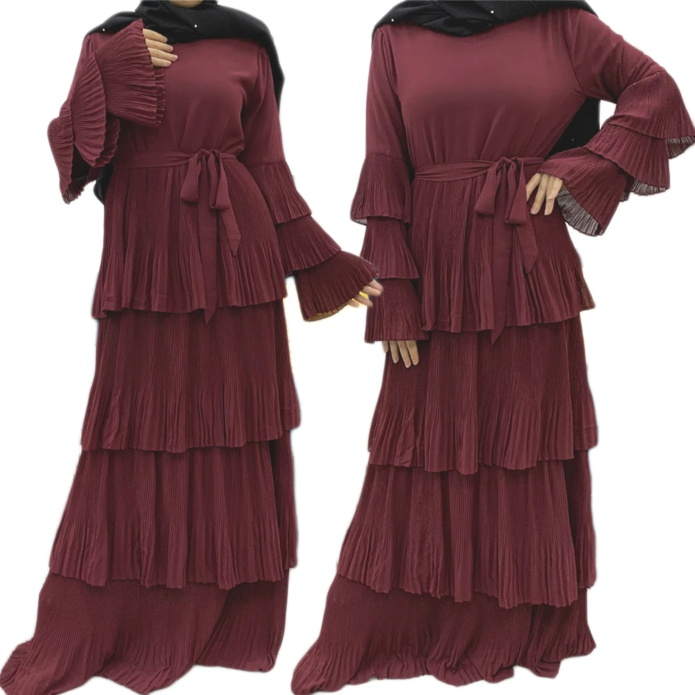 Muslim Abaya Pleated Ruffle Long Dress Women Tiered Layered Dress Flare Sleeve Floor Length Party Maxi Robe Dubai Middle East
Muslim Abaya Pleated Ruffle Long Dress Women Tiered Layered Dress Flare Sleeve Floor Length Party Maxi Robe Dubai Middle East
