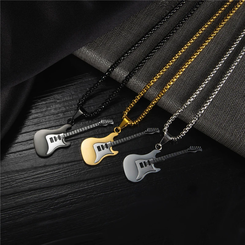 European American Street Creative Personality Hip Hop Rock Guitar Stainless Steel Color Necklace Men Pendant Jewelry On The Neck
European American Street Creative Personality Hip Hop Rock Guitar Stainless Steel Color Necklace Men Pendant Jewelry On The Neck