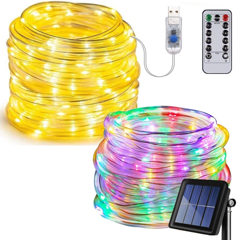 Tube String Light Solar USB Remote Waterproof 7/12/22M LED Garland Outdoor Lights for Holiday Christmas Street Garden House Deck
Tube String Light Solar USB Remote Waterproof 7/12/22M LED Garland Outdoor Lights for Holiday Christmas Street Garden House Deck