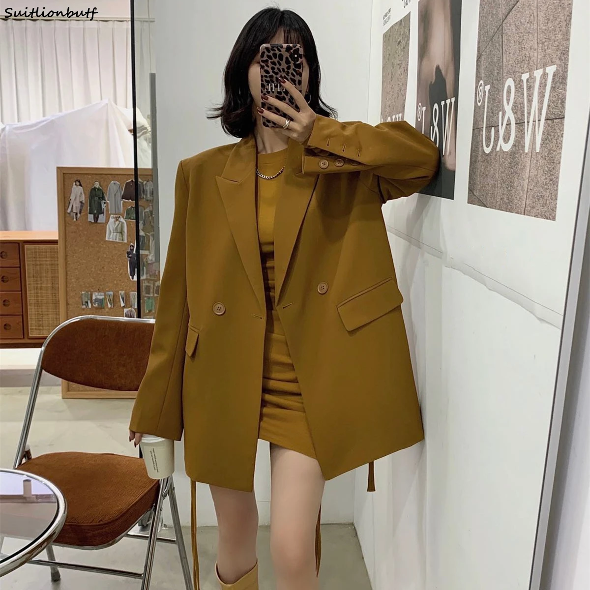 Suitlionbutf Double-breasted Loose Women Suit Coat Full Sleeve Notched Collar Solid Stylish Sashes Jacket Korean Blazer Traf
Suitlionbutf Double-breasted Loose Women Suit Coat Full Sleeve Notched Collar Solid Stylish Sashes Jacket Korean Blazer Traf