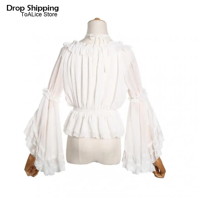 Vintage Sweet Women Chiffon Ruffles Blouse Flare Sleeve Cross Neck Lolita Party Blouses Cute Off Shoulder Top Shirt and Blouse
Vintage Sweet Women Chiffon Ruffles Blouse Flare Sleeve Cross Neck Lolita Party Blouses Cute Off Shoulder Top Shirt and Blouse