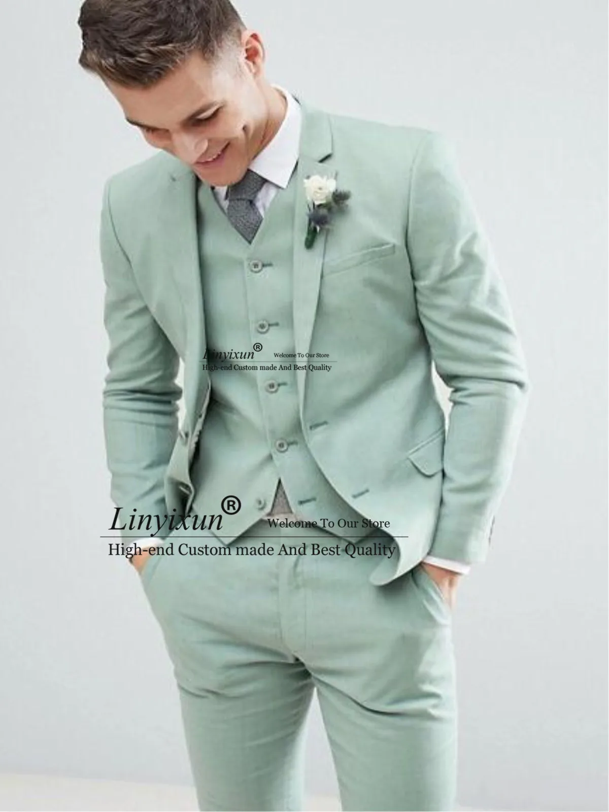 Costume Homme Light Green Men Suits 3 Pcs Notch Lapel Fashion Groom Wedding Terno Masculino Slim Fit Blazer Jacket+Pant+Vest
Costume Homme Light Green Men Suits 3 Pcs Notch Lapel Fashion Groom Wedding Terno Masculino Slim Fit Blazer Jacket+Pant+Vest