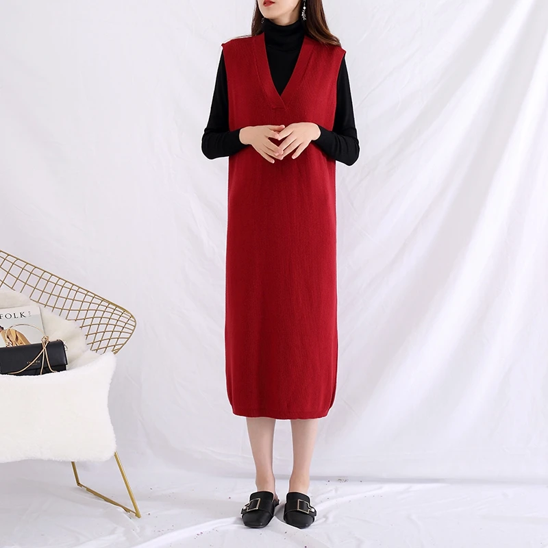 JECH 2019 Spring and Autumn Cashmere Wool Dress Fit and Flare Solid Sleeveless Mid-Calf V-Neck Casual Dress Natural
JECH 2019 Spring and Autumn Cashmere Wool Dress Fit and Flare Solid Sleeveless Mid-Calf V-Neck Casual Dress Natural