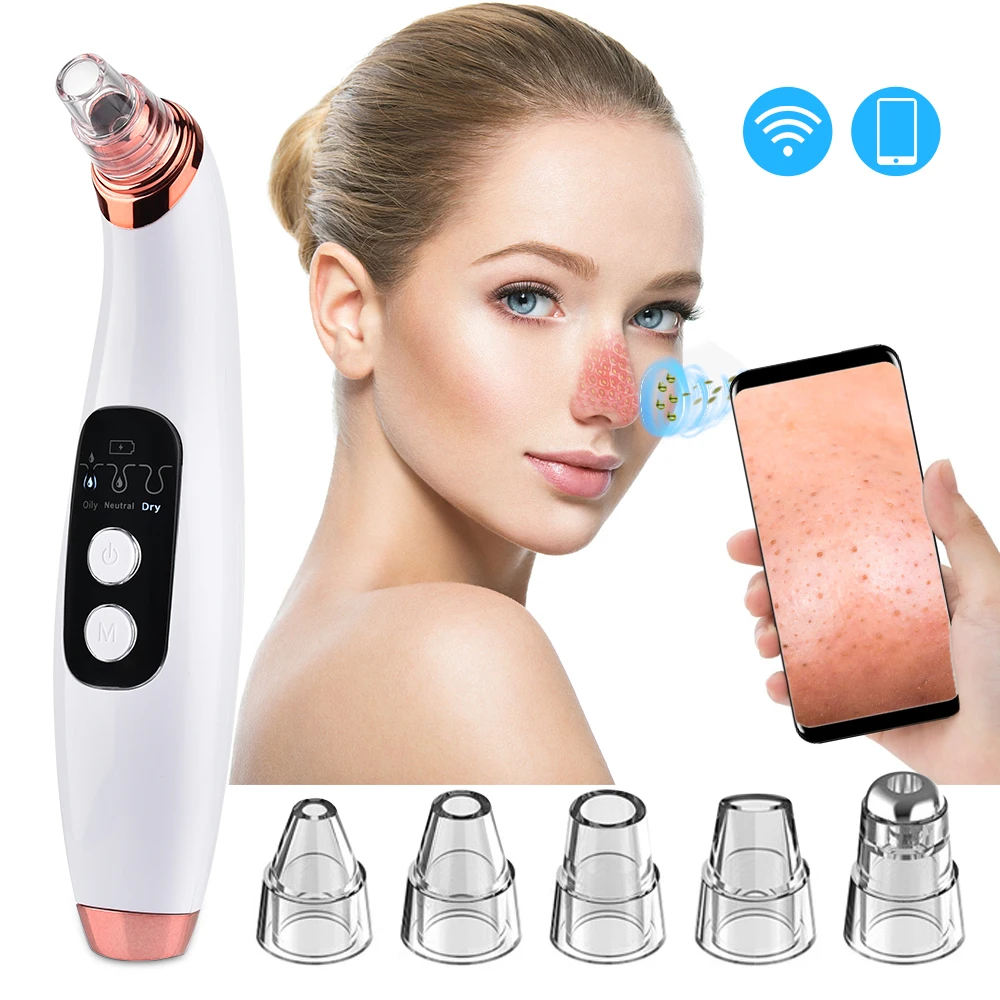 Electric Vacuum Suction Blackhead Remover USB Rechargeable Facial Pore Cleaner WiFi Wireless Camera Monitor Comedone Spot
Electric Vacuum Suction Blackhead Remover USB Rechargeable Facial Pore Cleaner WiFi Wireless Camera Monitor Comedone Spot