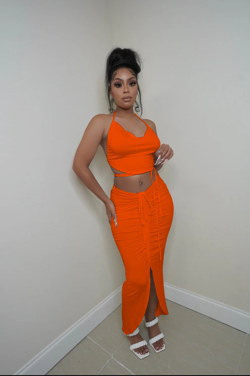 Summer Sexy Two Piece Set Women Fashion Halter Top Drawstring Skirt Suit Nightclub Two Piece Set Women
Summer Sexy Two Piece Set Women Fashion Halter Top Drawstring Skirt Suit Nightclub Two Piece Set Women