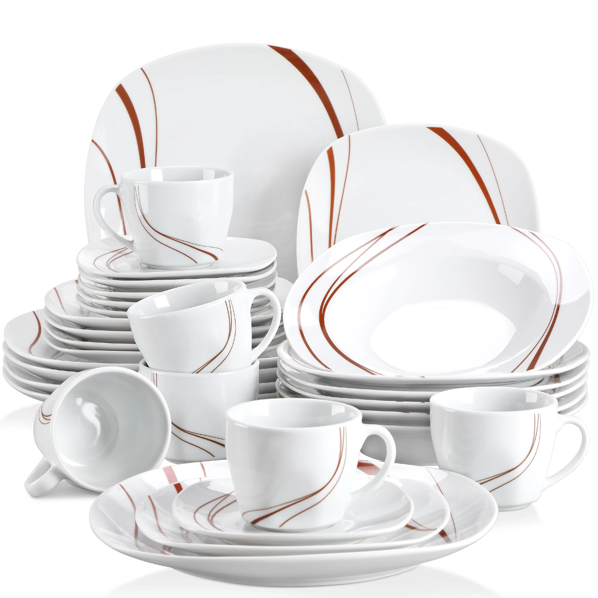 VEWEET BONNIE 30-Piece Porcelain Tableware Dinner Plate Set Cutlery Set with Dessert Plate Soup Plate Dinner Plate Cup&Saucer
VEWEET BONNIE 30-Piece Porcelain Tableware Dinner Plate Set Cutlery Set with Dessert Plate Soup Plate Dinner Plate Cup&Saucer