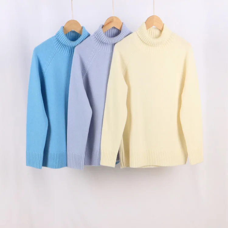 

Женский кашемировый свитер, однотонный теплый вязаный кашемировый свитер с воротником-хомутом и длинным рукавом, Осень-зима 2021