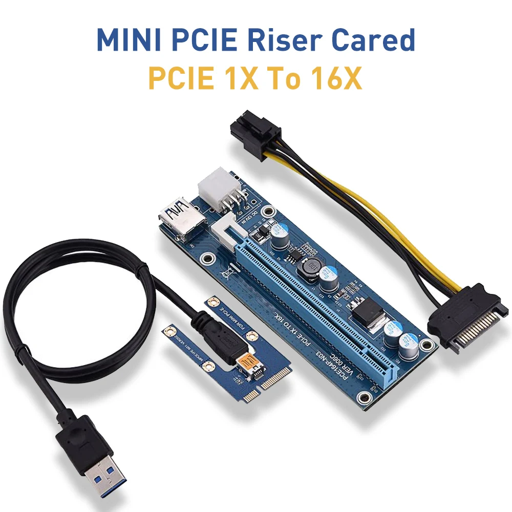 Mini PCIE Riser Card Molex 6Pin to SATA 1X 16X USB3.0 Adapter LED Mining for Laptop External Graphics EXP GDC BTC Antminer Miner
Mini PCIE Riser Card Molex 6Pin to SATA 1X 16X USB3.0 Adapter LED Mining for Laptop External Graphics EXP GDC BTC Antminer Miner