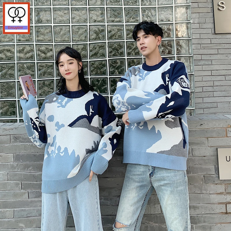 Autumn Winter Knitted Pullovers Long Sleeve Casual Loose Printed O Neck Matching Boyfriend Girlfriend Couple Sweaters
Autumn Winter Knitted Pullovers Long Sleeve Casual Loose Printed O Neck Matching Boyfriend Girlfriend Couple Sweaters