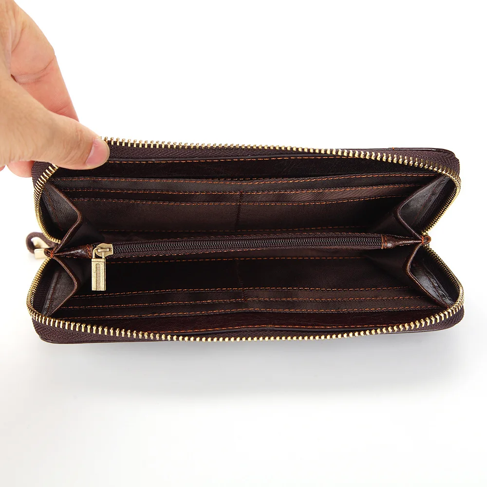 Long Men's Clutch Wallet Genuine Leather Men Business Phone Multi-Function Card Holder Coin Purse Male Money Bag | Багаж и сумки