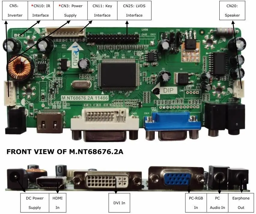 Плата ЖК-контроллера Yqwsyxl HDMI + VGA DVI для 15-дюймовых LTN156AT17 LTN156AT02 LTN156AT24 LP156WH2 LVDS