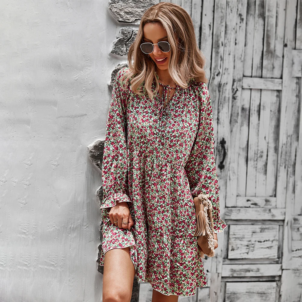 Chifirena Fall A-Line Floral Print Dress Woman Vacation Beach Boho Loose Dresses for Women Casual V Neck Mini Vestidos robe
Chifirena Fall A-Line Floral Print Dress Woman Vacation Beach Boho Loose Dresses for Women Casual V Neck Mini Vestidos robe