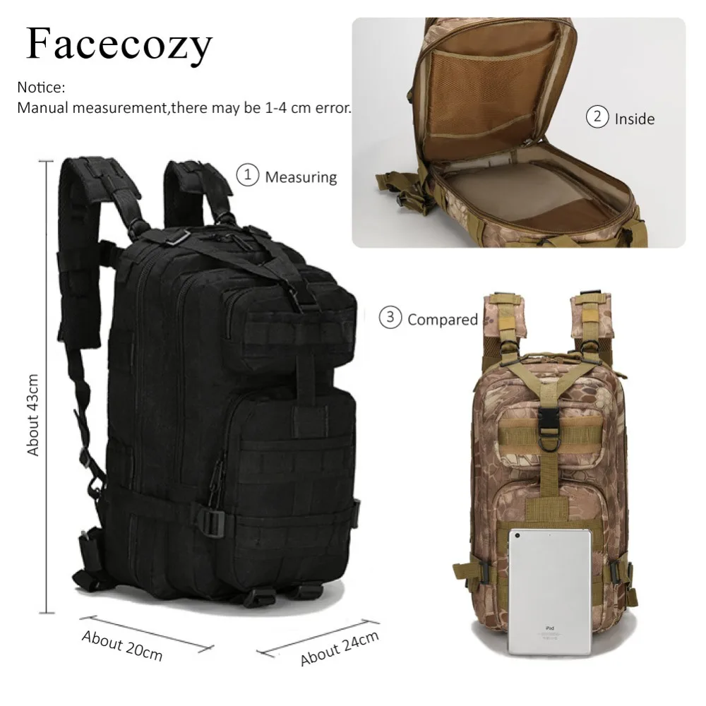 Facecozy Открытый походный военный тактический рюкзак камуфляж 600D нейлоновая