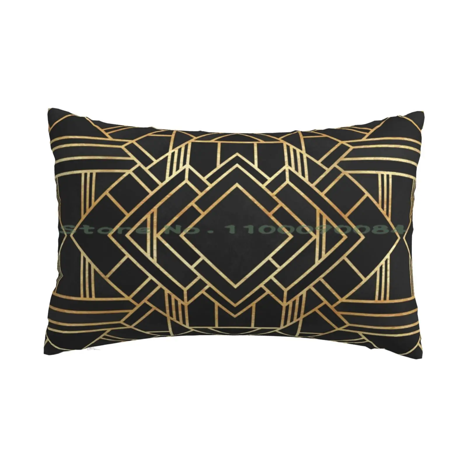 

Art Deco Black Pillow Case 20x30 50*75 Sofa Bedroom Abstract Lines Art Geometry Geometric Black And Gold Long Rectangle