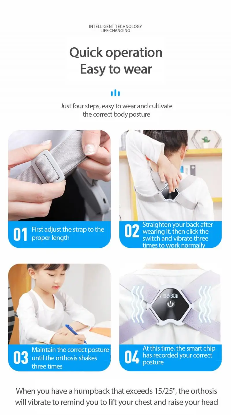 Smart Back Posture Corrector Back Adjustable Intelligent Brace Support Belt Shoulder Training Belt Correction Spine Back Home
Smart Back Posture Corrector Back Adjustable Intelligent Brace Support Belt Shoulder Training Belt Correction Spine Back Home
