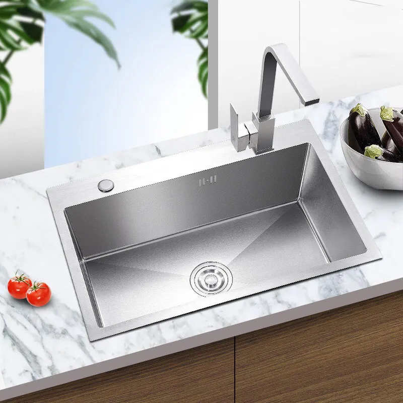 AE02JSZ-0004 kitchen square large single sink set with drain basket 201 stainless steel silver sink thickened vegetable sink
AE02JSZ-0004 kitchen square large single sink set with drain basket 201 stainless steel silver sink thickened vegetable sink
