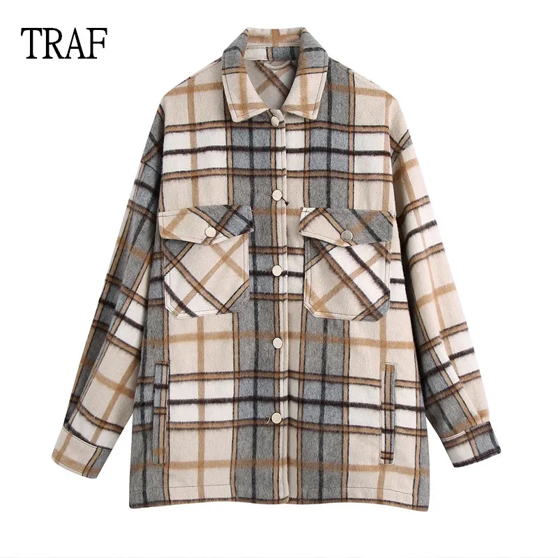 TRAF Women Jacket 2021 Autumn Vintage Pockets Oversized Plaid Jacket Coat Woman Long Sleeve Loose Female Outerwear Chic Tops
TRAF Women Jacket 2021 Autumn Vintage Pockets Oversized Plaid Jacket Coat Woman Long Sleeve Loose Female Outerwear Chic Tops