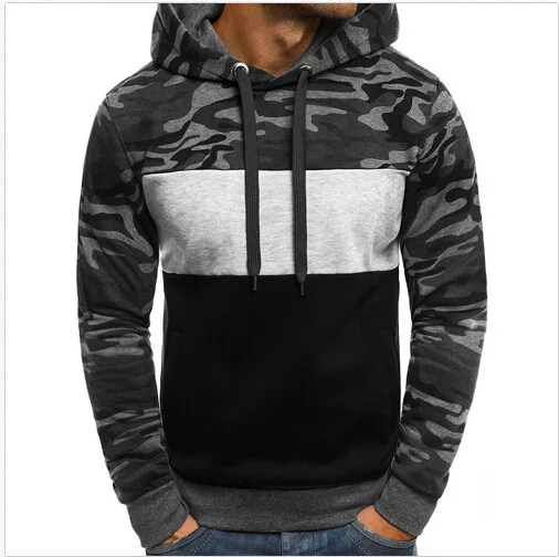 Spring and autumn men's fleece hooded sweatershirt casual long-sleeved camouflage color matching jacket hoodie pullover clothing 
Spring and autumn men's fleece hooded sweatershirt casual long-sleeved camouflage color matching jacket hoodie pullover clothing