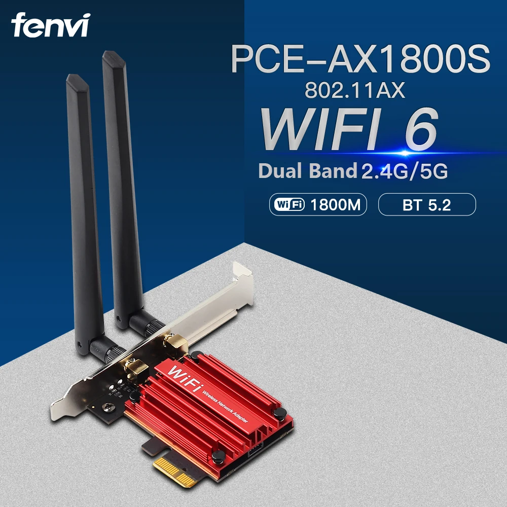 WIFI 6E 1800Mbps Wifi Network Adapter Bluetooth5.2 Dual Band 2.4G/5GHz 802.11AX PCI-E Wireless Card For PC Win10 | Компьютеры и офис