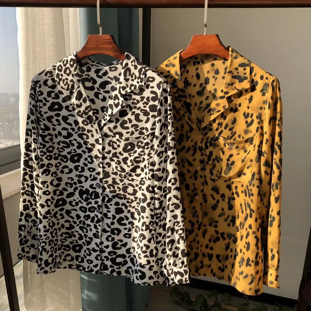 Womenleopard Print 100% Silk Blouse Lady Long Sleeve Office Wear Shirt and Top Female Clothes
Womenleopard Print 100% Silk Blouse Lady Long Sleeve Office Wear Shirt and Top Female Clothes