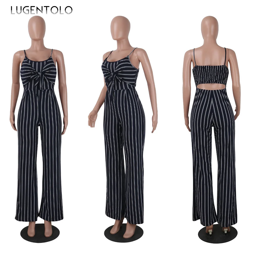 Women Jumpsuit Summer Sexy Jumpsuits Slim Elegant Striped Sleeveless Bow Nightclub Fashion Lady Wide Leg Jumpsuits Lugentolo
Women Jumpsuit Summer Sexy Jumpsuits Slim Elegant Striped Sleeveless Bow Nightclub Fashion Lady Wide Leg Jumpsuits Lugentolo