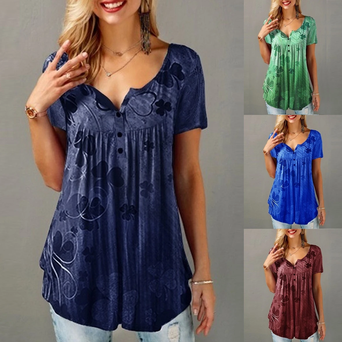 Plus Size Women's Fashion Loose Casual Floral print short sleeves Floral print Summer tshirt tops blousese
Plus Size Women's Fashion Loose Casual Floral print short sleeves Floral print Summer tshirt tops blousese