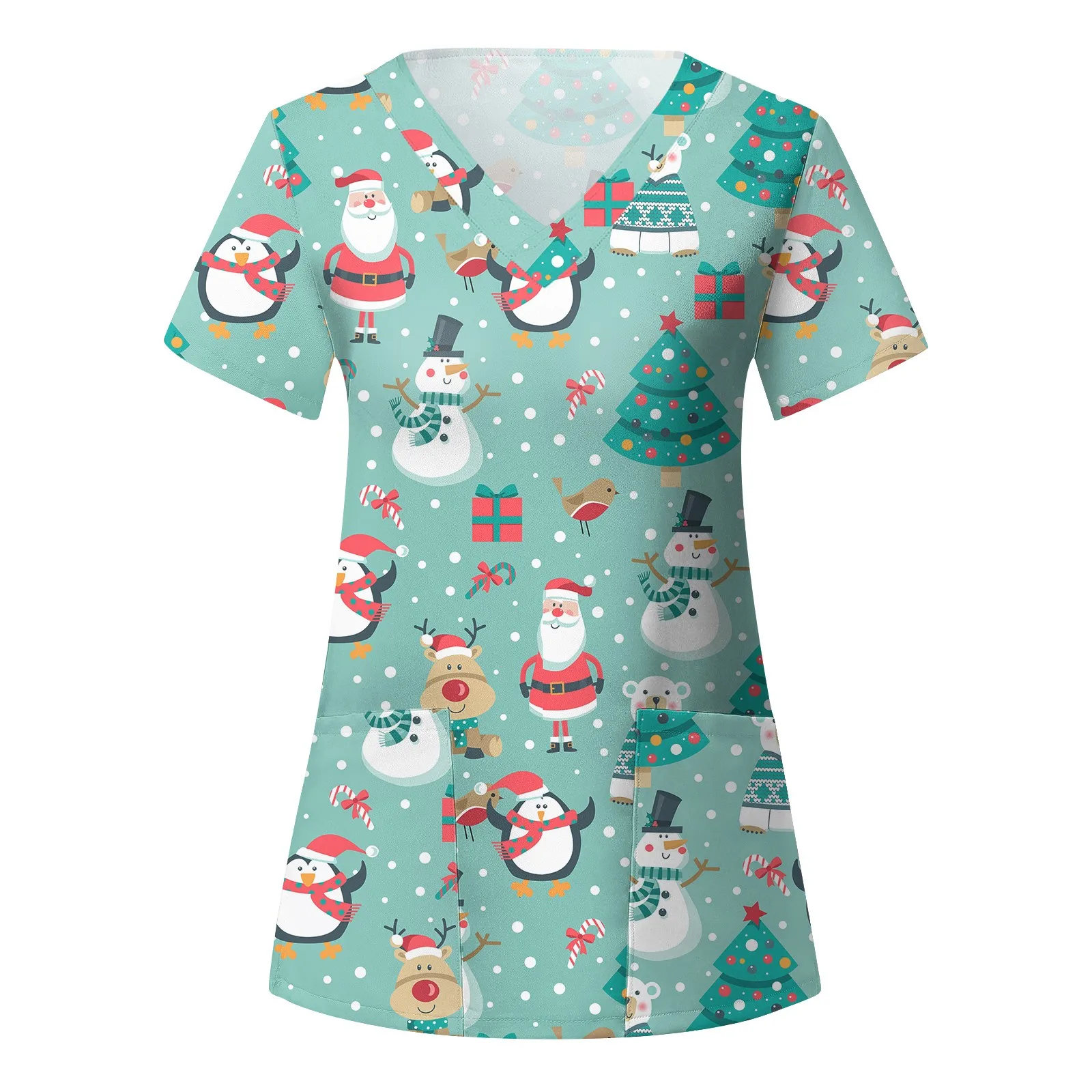 Christmas Cute Print Women Scrubs Uniform Santa Short Sleeve V-neck Working Tops Nurse Carer Blouses Beauty Salon Casual Top ^50
Christmas Cute Print Women Scrubs Uniform Santa Short Sleeve V-neck Working Tops Nurse Carer Blouses Beauty Salon Casual Top ^50