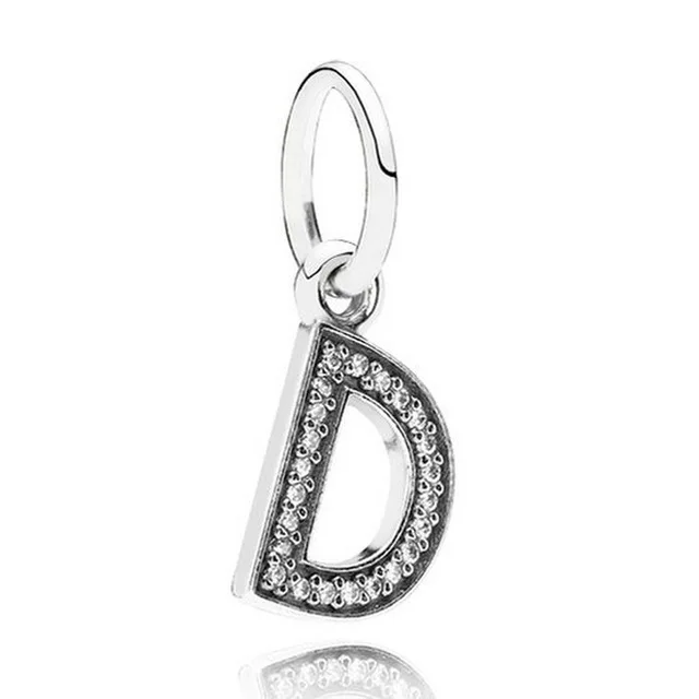 QANDOCCI буквы A-Z болтающиеся алфавита с милый кулон кристаллом Fit Pandora браслет бусины