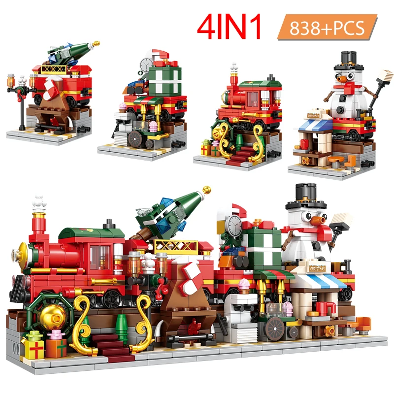 838 Pcs 4 in 1 City Street View Ice Cream Shop Christmas Train Snowman House Building Blocks Friends Bricks Toys For Kids Gifts 
838 Pcs 4 in 1 City Street View Ice Cream Shop Christmas Train Snowman House Building Blocks Friends Bricks Toys For Kids Gifts