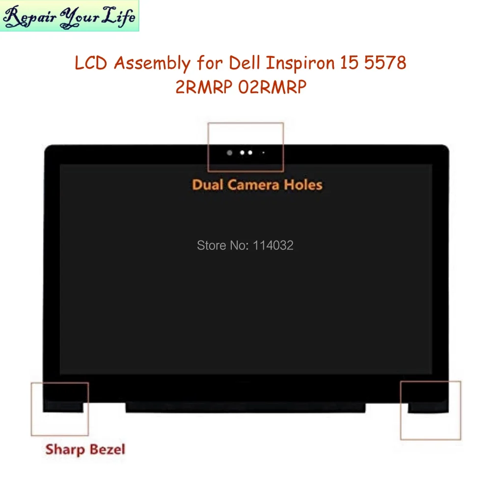

2023New CN 02RMRP ЖК-экран для ноутбука Dell Inspiron 15 5578 модель P58F FHD дисплей Сенсорная сборка 40 PIN 15,6 LP156WF7 SP EC