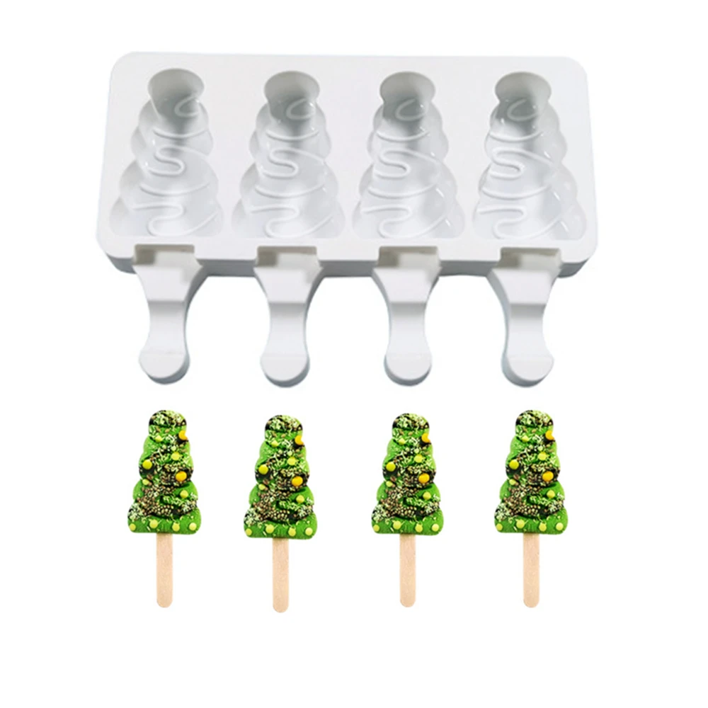 4 Hole Christmas Tree Silicone Popsicle Mold Ice Cream Mould Reusable Ice Pop Mold With Sticks Ice Lolly Mould Home kitchen Tool
4 Hole Christmas Tree Silicone Popsicle Mold Ice Cream Mould Reusable Ice Pop Mold With Sticks Ice Lolly Mould Home kitchen Tool