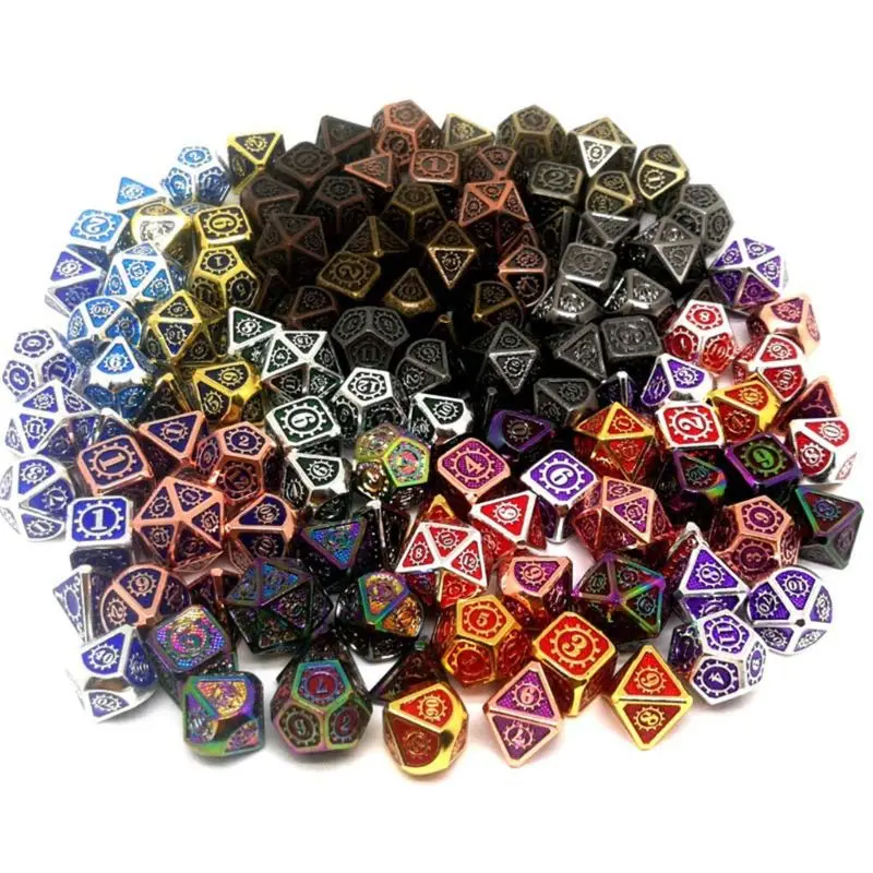 New Metal Dice 7pcs/set RPG Dice D&D Board Game Magic Props D4 D6 D8 D10 D12 D20 K1KD
New Metal Dice 7pcs/set RPG Dice D&D Board Game Magic Props D4 D6 D8 D10 D12 D20 K1KD