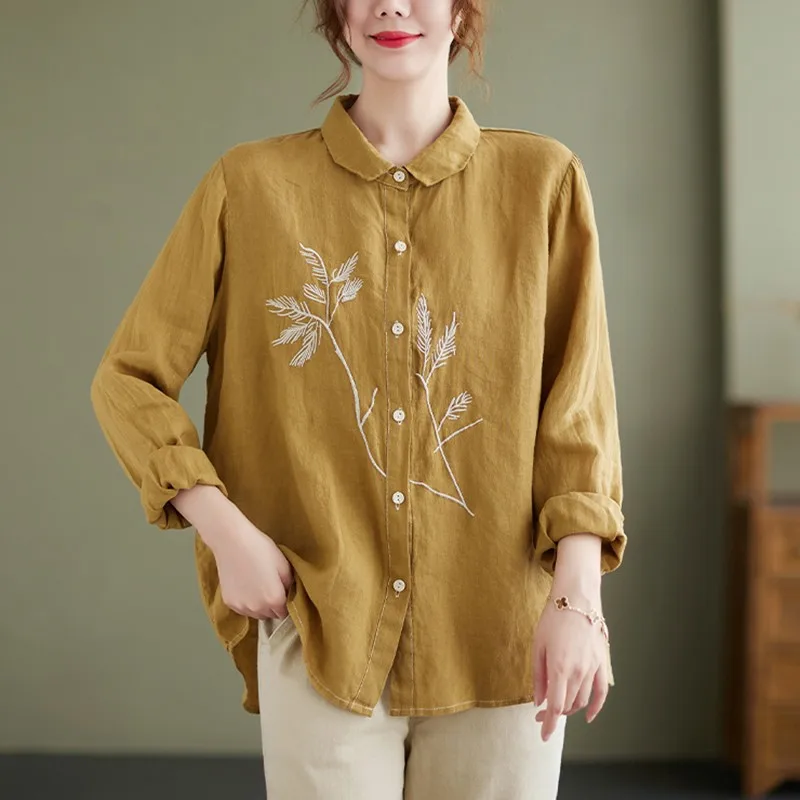 Women Cotton Linen Casual Shirts New 2021 Autumn Arts Style Vintage Embroidery Loose Ladies Long Sleeve Elegant Tops B1183
Women Cotton Linen Casual Shirts New 2021 Autumn Arts Style Vintage Embroidery Loose Ladies Long Sleeve Elegant Tops B1183