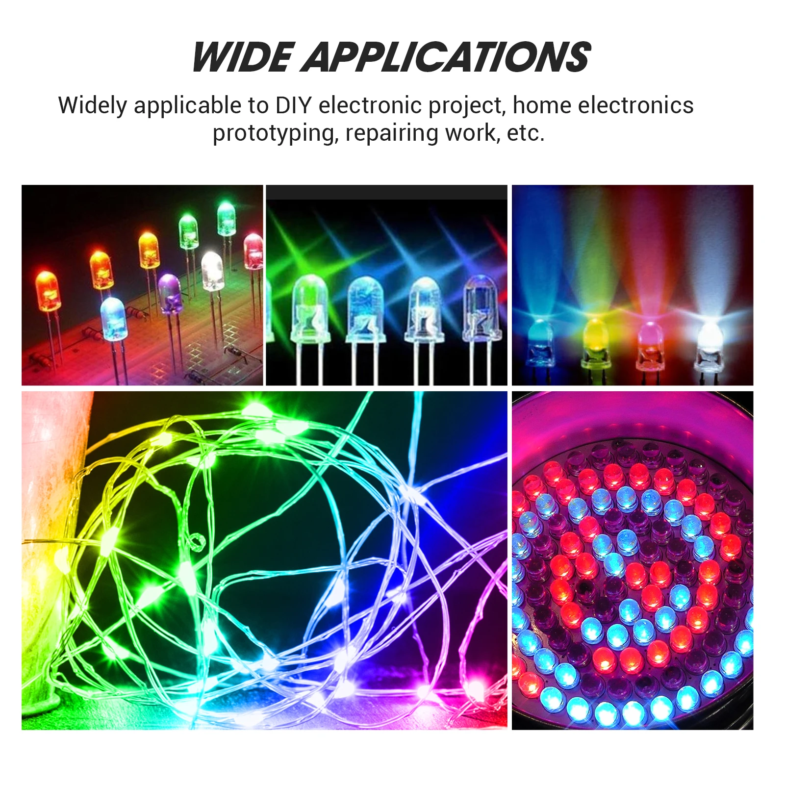 300Pcs 3mm 5mm Light Emitting Diodes Set with Assorted Color 2-Pin Diffused LED Set 5 Colors Electronic Components
300Pcs 3mm 5mm Light Emitting Diodes Set with Assorted Color 2-Pin Diffused LED Set 5 Colors Electronic Components