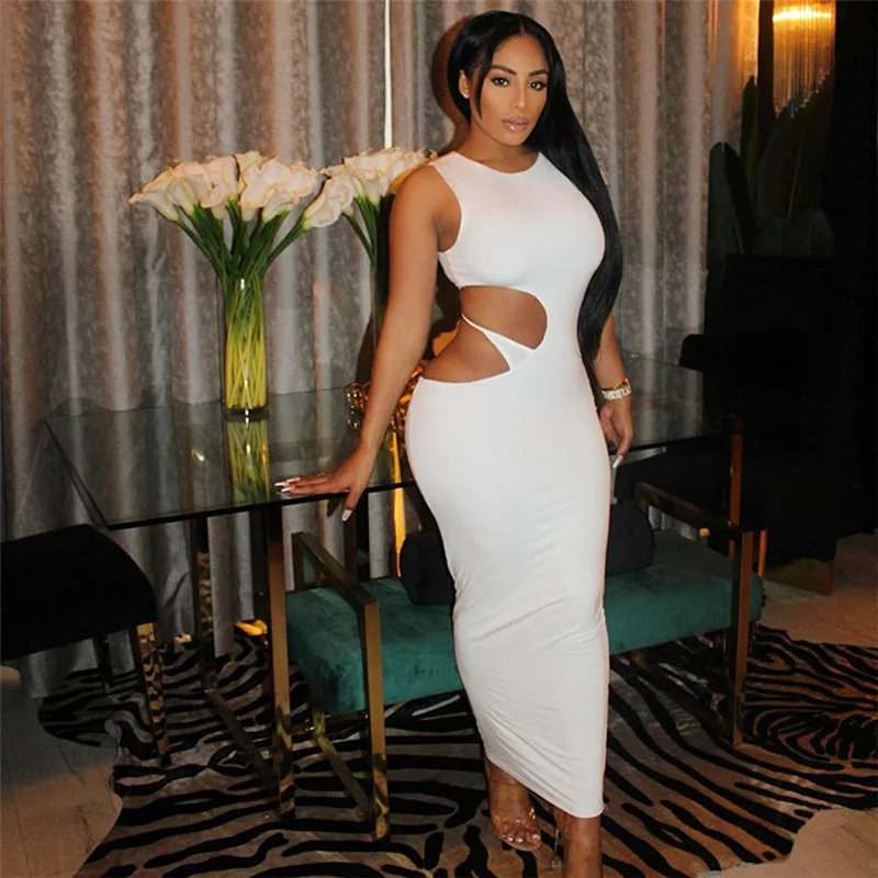 Sexy Women Dress Cut Out Maxi Dress Sleeveless Party Night Solid Color Female Vestidos
Sexy Women Dress Cut Out Maxi Dress Sleeveless Party Night Solid Color Female Vestidos